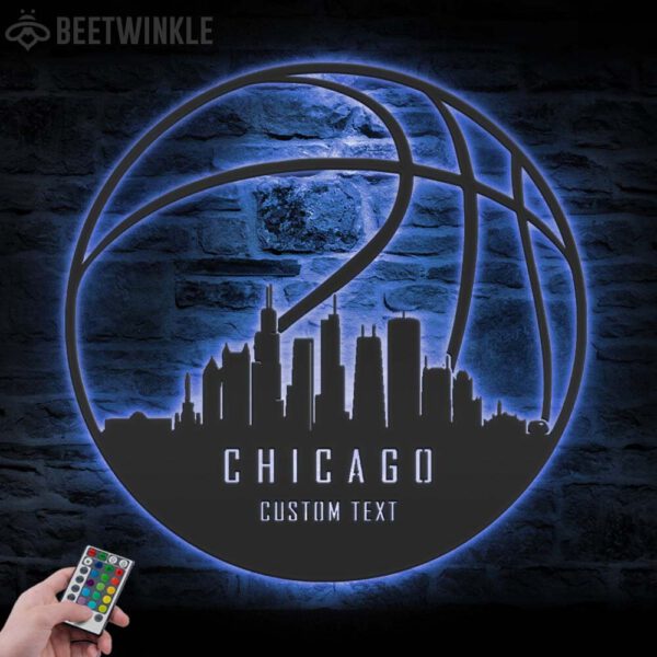 Custom-Chicago-Skyline-Basketball-Metal-Wall-Art-LED-Light-7