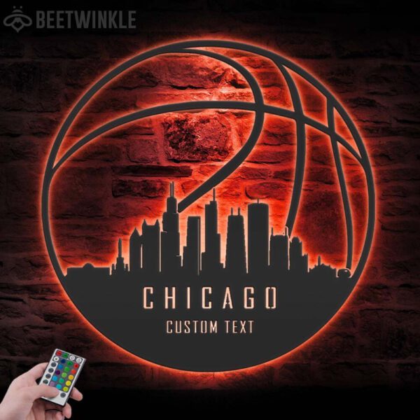 Custom-Chicago-Skyline-Basketball-Metal-Wall-Art-LED-Light-8