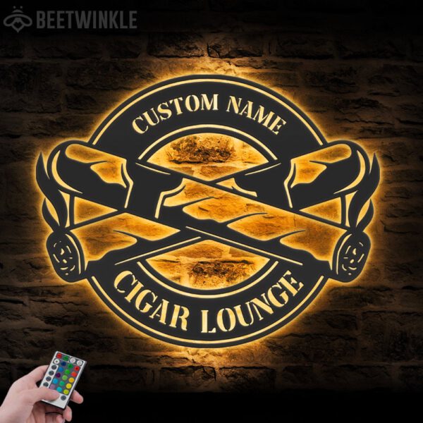 Custom-Cigar-Lounge-Metal-Wall-Art-LED-Light-4