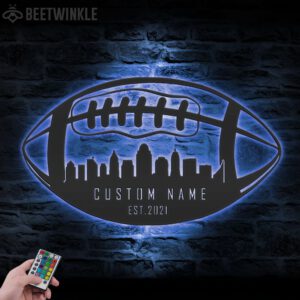 Custom-Cincinnati-Skyline-American-Football-Metal-Wall-Art-LED-Light-2