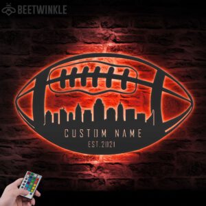 Custom-Cincinnati-Skyline-American-Football-Metal-Wall-Art-LED-Light-3