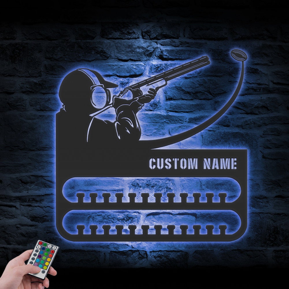 Custom-Clay-Pigeon-Shooting-Medal-Hanger-With-Led-Light_2