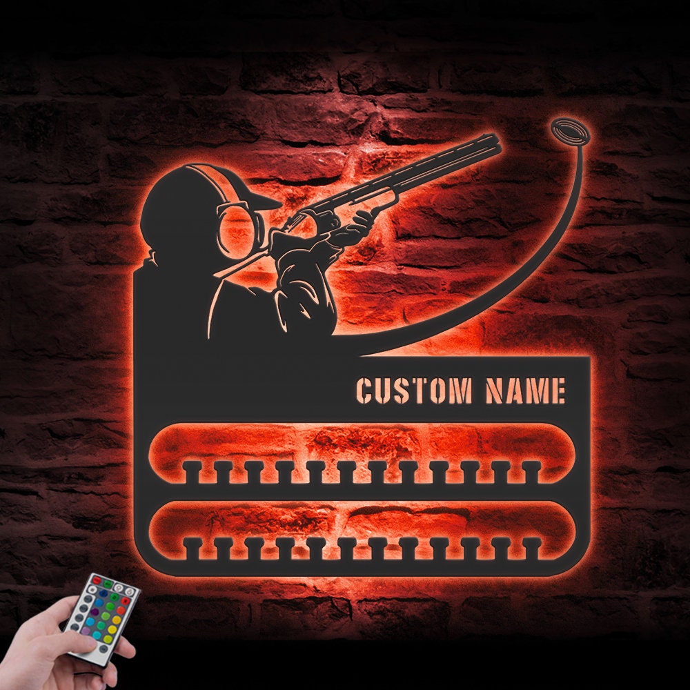 Custom-Clay-Pigeon-Shooting-Medal-Hanger-With-Led-Light_3