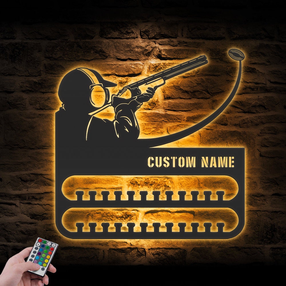 Custom-Clay-Pigeon-Shooting-Medal-Hanger-With-Led-Light_8