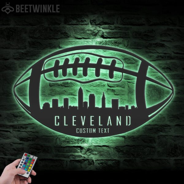 Custom-Cleveland-Skyline-American-Football-Metal-Wall-Art-LED-Light-6