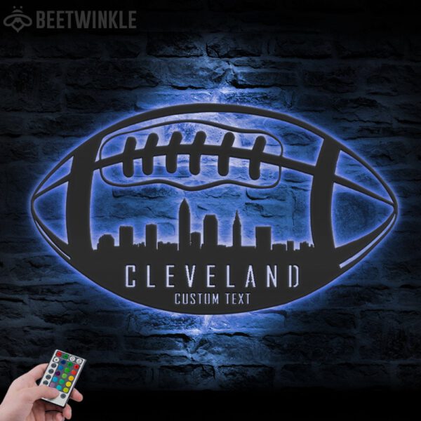 Custom-Cleveland-Skyline-American-Football-Metal-Wall-Art-LED-Light-7