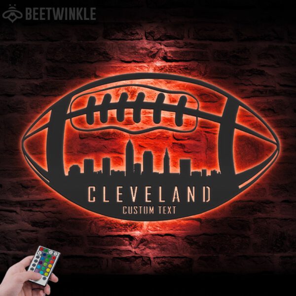 Custom-Cleveland-Skyline-American-Football-Metal-Wall-Art-LED-Light-8