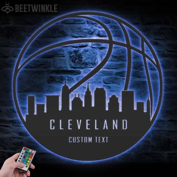 Custom-Cleveland-Skyline-Basketball-Metal-Wall-Art-LED-Light-3