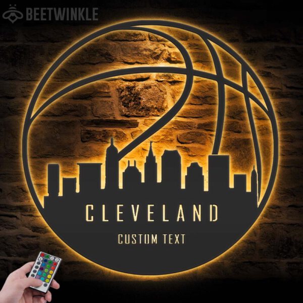 Custom-Cleveland-Skyline-Basketball-Metal-Wall-Art-LED-Light-7