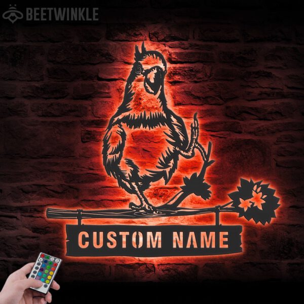 Custom-Cockatoo-Metal-Wall-Art-LED-Light-5