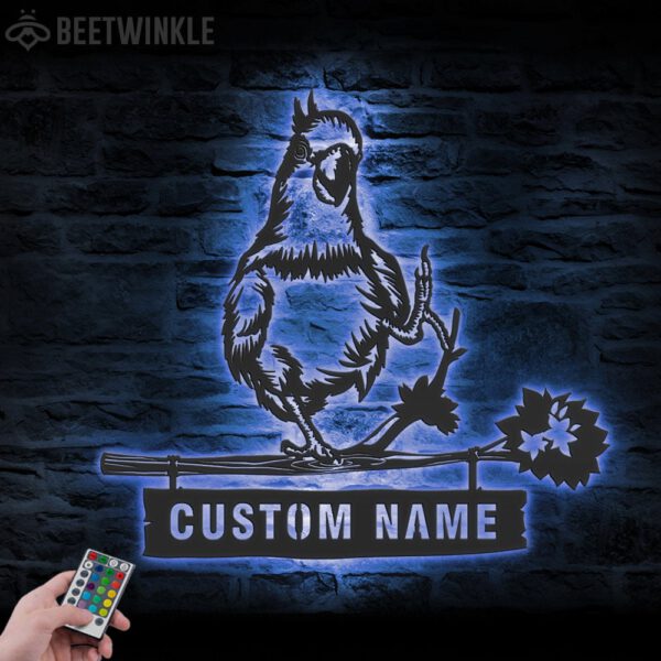 Custom-Cockatoo-Metal-Wall-Art-LED-Light-7