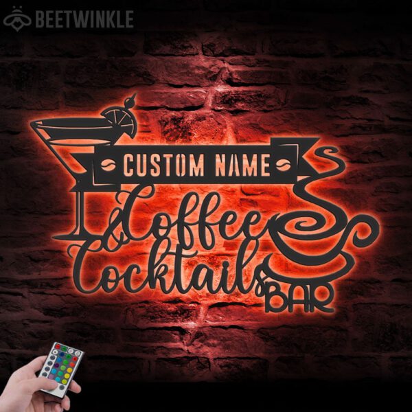 Custom-Cocktail-And-Coffee-Bar-Metal-Wall-Art-LED-Light-3