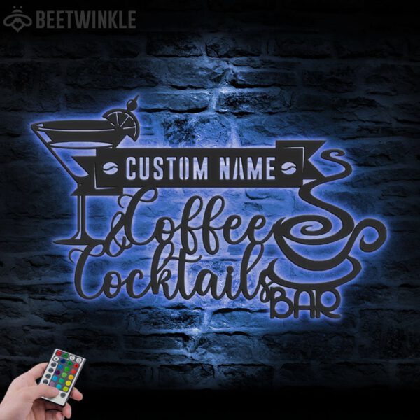 Custom-Cocktail-And-Coffee-Bar-Metal-Wall-Art-LED-Light-4