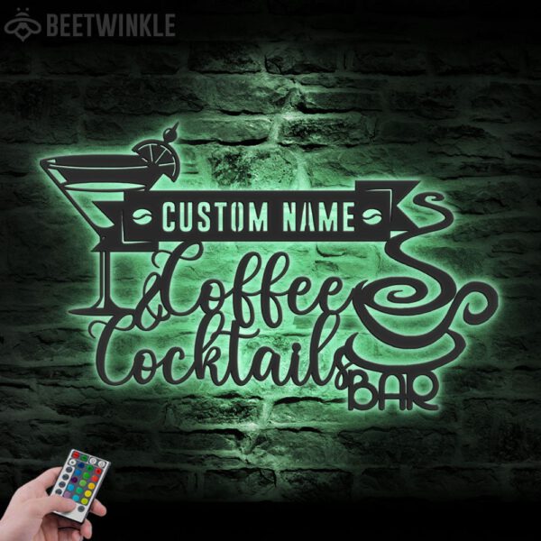 Custom-Cocktail-And-Coffee-Bar-Metal-Wall-Art-LED-Light-8