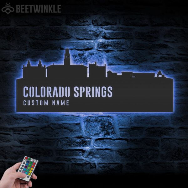 Custom-Colorado-Springs-Skyline-Metal-Wall-Art-LED-Light-5