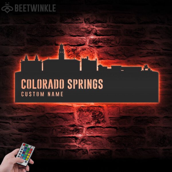 Custom-Colorado-Springs-Skyline-Metal-Wall-Art-LED-Light-6