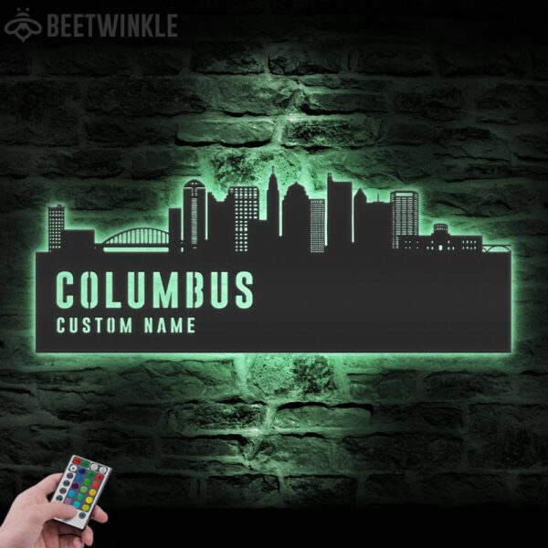 Custom-Columbus-Skyline-Metal-Wall-Art-LED-Light-8