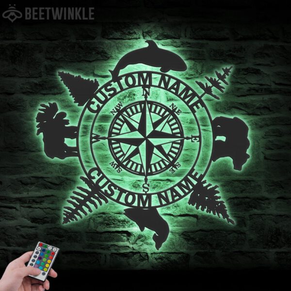 Custom-Compass-Metal-Wall-Art-LED-Light-8