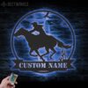 Custom-CowGirl-Riding-Horse-Metal-Wall-Art-LED-Light-6