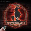 Custom-Cowboy-Cattle-Roping-Metal-Wall-Art-LED-Light-3