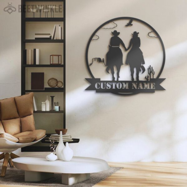 Custom-Cowboy-Cowgirl-Couple-Metal-Wall-Art-LED-Light