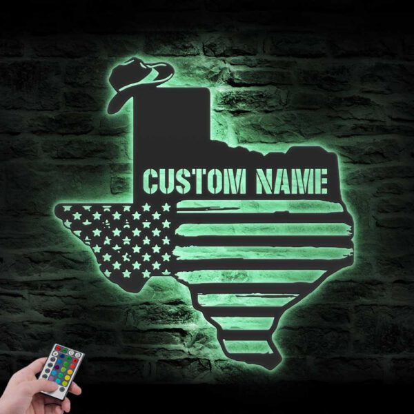 Custom-Cowboy-Texas-Map-US-Flag-Metal-Wall-Art-LED-Light-7