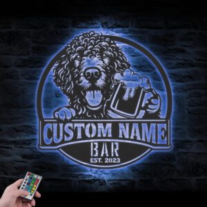 Custom-Curly-Coated-Retriever-Thirsty-Beer-Pub-Metal-Wall-Art-LED-Light_2