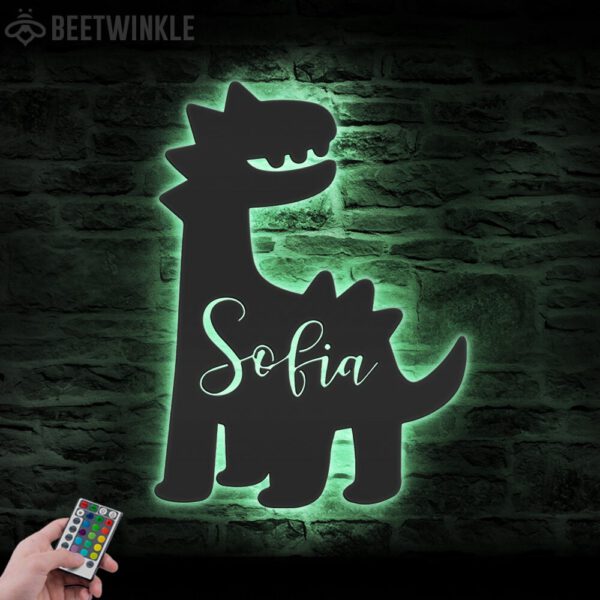 Custom-Cute-Baby-Dinosaur-Metal-Wall-Art-LED-Light-4-3