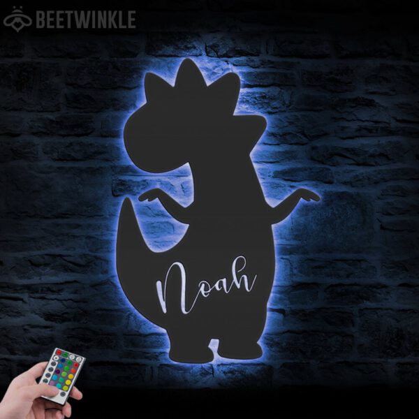 Custom-Cute-Baby-Dinosaur-Metal-Wall-Art-LED-Light-4-5