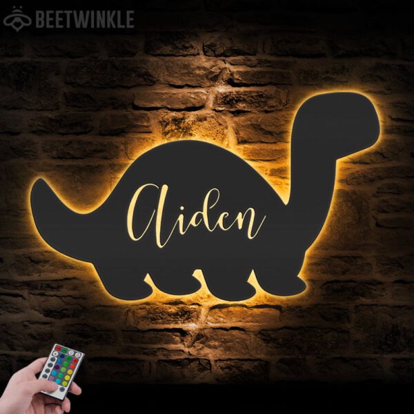 Custom-Cute-Baby-Dinosaur-Metal-Wall-Art-LED-Light-5-1