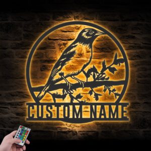 Custom-Cute-Baltimore-Oriole-Metal-Wall-Art-LED-Light-2-1