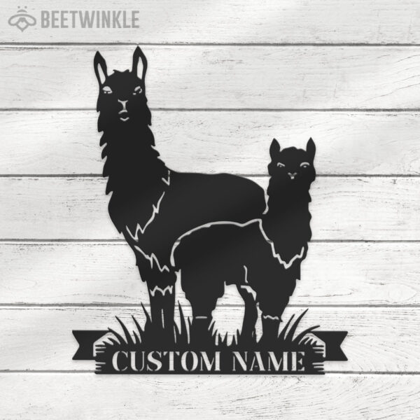 Custom-Cute-Couple-Alpaca-Llama-Love-Metal-Wall-Art-LED-Light-4