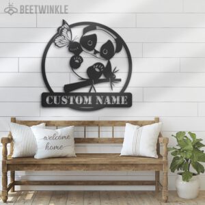 Custom-Cute-Panda-With-Butterfly-Metal-Wall-Art-LED-Light-2