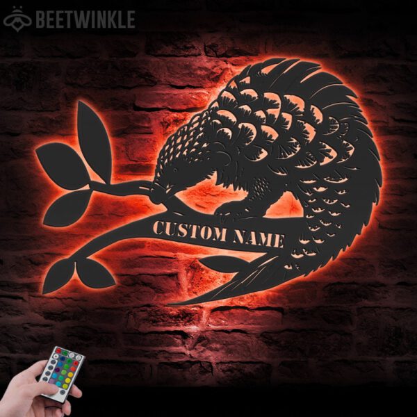 Custom-Cute-Pangolin-Metal-Wall-Art-LED-Light-2