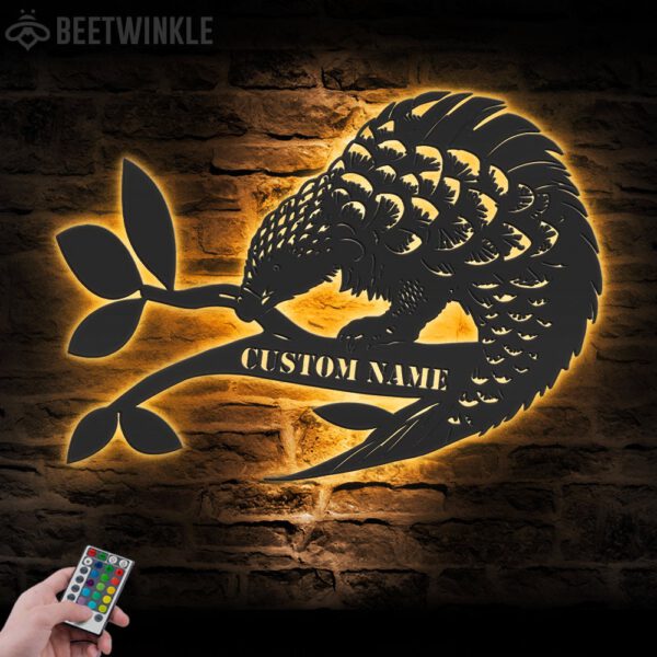 Custom-Cute-Pangolin-Metal-Wall-Art-LED-Light-5