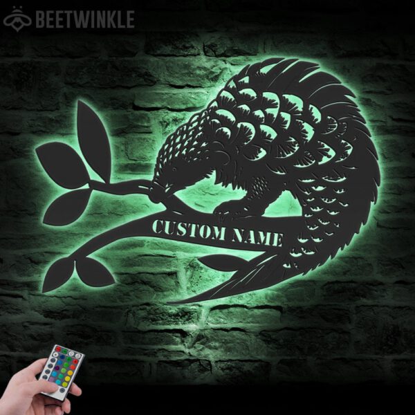 Custom-Cute-Pangolin-Metal-Wall-Art-LED-Light