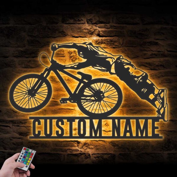 Custom-Cyclist-Mountain-Bike-Metal-Wall-Art-LED-Light-3-2