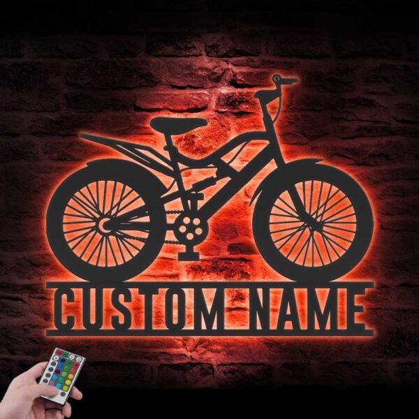 Custom-Cyclist-Mountain-Bike-Metal-Wall-Art-LED-Light-3