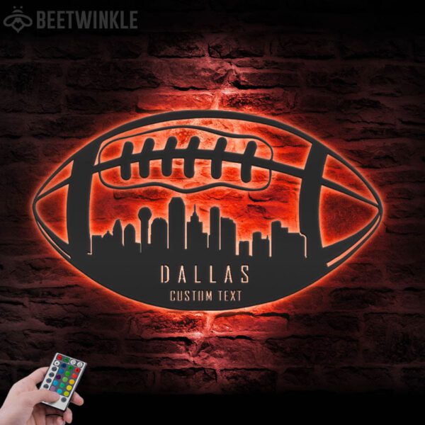 Custom-Dallas-Skyline-American-Football-Metal-Wall-Art-LED-Light-5