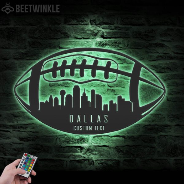 Custom-Dallas-Skyline-American-Football-Metal-Wall-Art-LED-Light-7