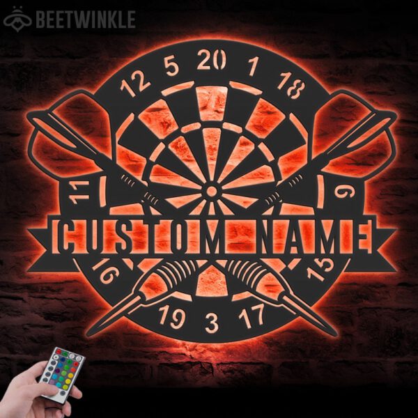 Custom-Dartboard-Dart-Game-Metal-Wall-Art-LED-Light-5