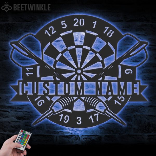 Custom-Dartboard-Dart-Game-Metal-Wall-Art-LED-Light