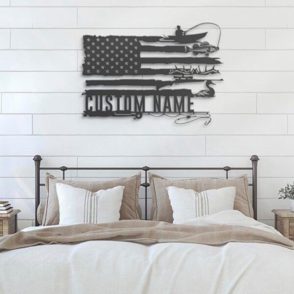 Custom-Deer-Duck-And-Walleye-Fishing-US-Flag-Metal-Wall-Art-LED-Light-2