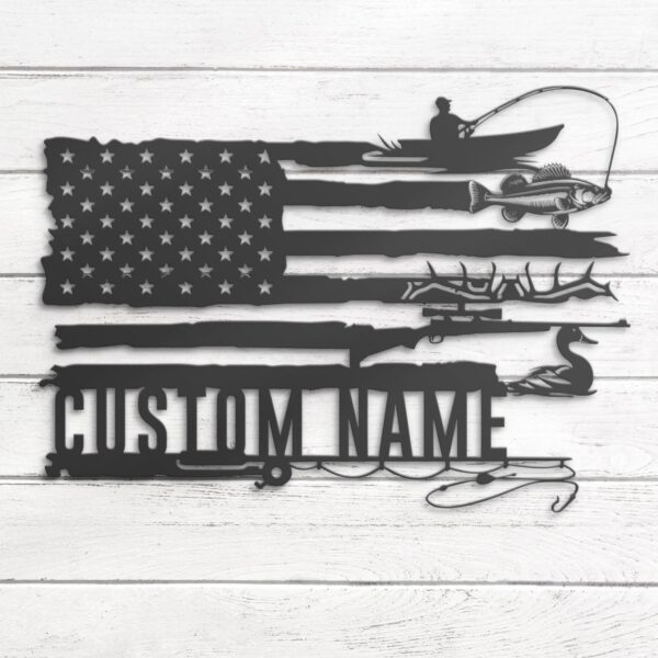 Custom-Deer-Duck-And-Walleye-Fishing-US-Flag-Metal-Wall-Art-LED-Light-8