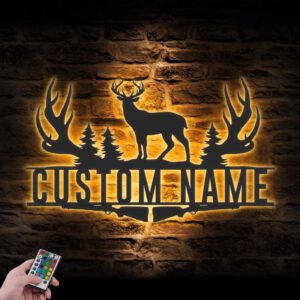 Custom-Deer-Hunting-Metal-Wall-Art-LED-Light-2-3