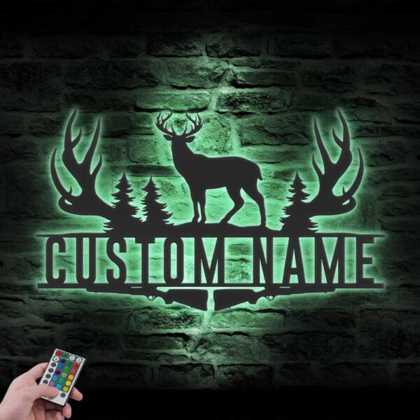 Custom-Deer-Hunting-Metal-Wall-Art-LED-Light-3-3