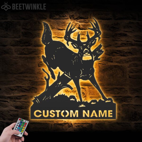 Custom-Deer-Hunting-Metal-Wall-Art-LED-Light-4