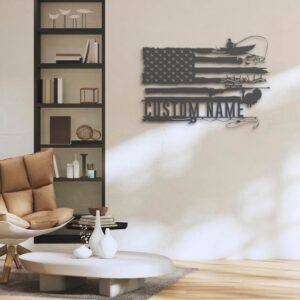 Custom-Deer-Turkey-And-Bass-Fishing-US-Flag-Metal-Wall-Art-LED-Light-2