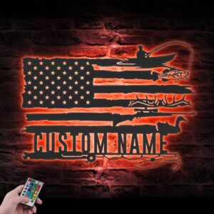 Custom-Deer-Turkey-And-Bass-Fishing-US-Flag-Metal-Wall-Art-LED-Light-3-1