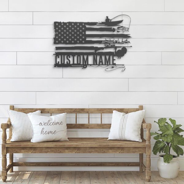 Custom-Deer-Turkey-And-Bass-Fishing-US-Flag-Metal-Wall-Art-LED-Light-7